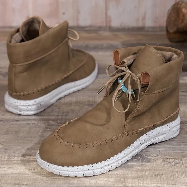 Women's Retro Casual Beaded Lace Up Flat Short Boots 17035191S Adidas Javelin Shoes