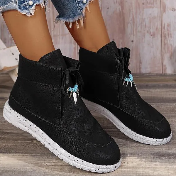 Adidas Consortium Shoes Women's Retro Casual Beaded Lace Up Flat Short Boots 17035191S