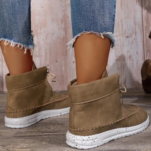 Women's Retro Casual Beaded Lace Up Flat Short Boots 17035191S Adidas Shoes For Kids