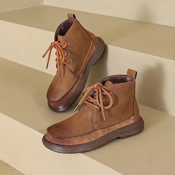 Streetball Adidas Shoes Women's Retro Casual Lace Up Flat Martin Boots 42415479S