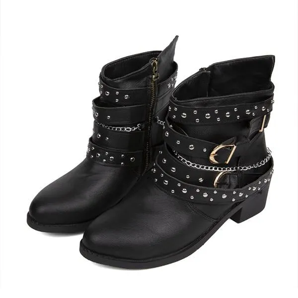 Adidas Ultra 4d Shoes Women's Retro Chain Rivet Buckle Chunky Heel Short Boots 48776453S