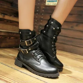 Adidas Lightstrike Golf Shoes Womens Retro Thick Heel Rivet Belt Buckle Motorcycle Boots 93246301S