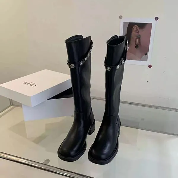 Adidas Cheerleading Shoes Women's Retro Thick Sole Back Zipper Knee-High Boots 70560999S