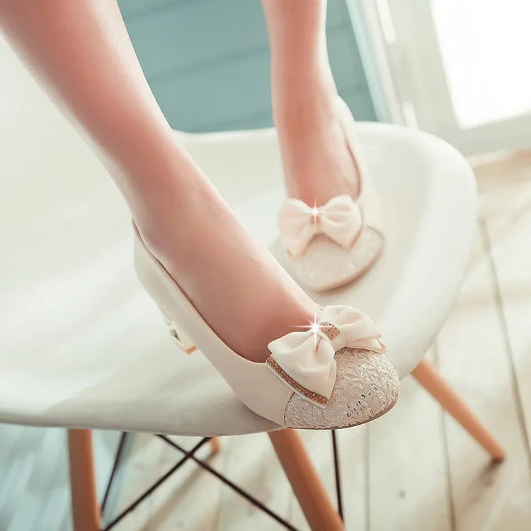 Women's Rhinestone Bowtie Chunky Heel Pumps Cheetah Print High Heel Shoe Chair