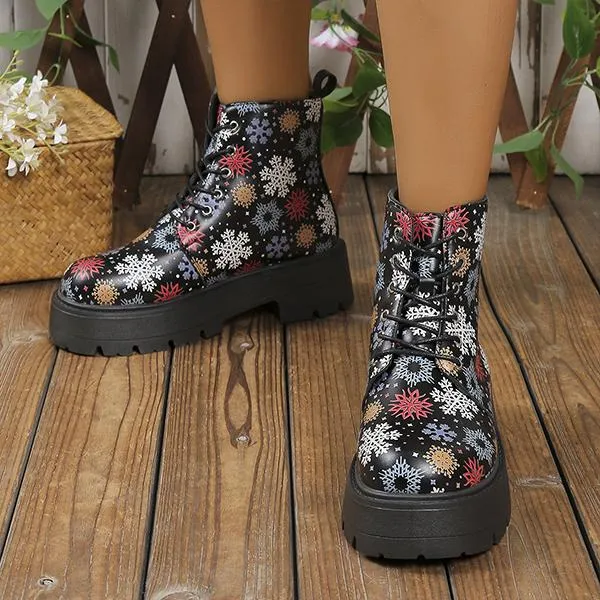 Adidas Samba Women's Snowflake Butterfly Print Thick Sole Martin Boots 28953744S