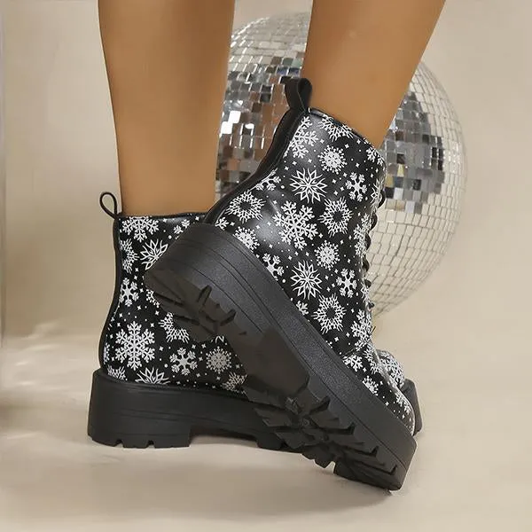 Women's Snowflake Butterfly Print Thick Sole Martin Boots 28953744S Adidas Busenitz Shoes