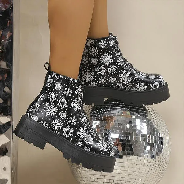 Women's Snowflake Butterfly Print Thick Sole Martin Boots 28953744S University Of Miami Adidas Shoes