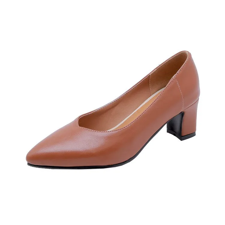 High Heel Faux Fur Boots Women's Soft Leather High Heeled Chunky Heels Pumps