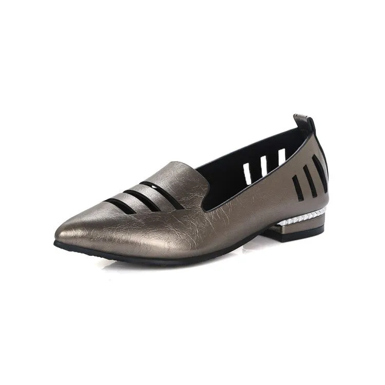 Women's Soft Leather Low Heeled Chunky Heels Pumps Pleasure High Heels