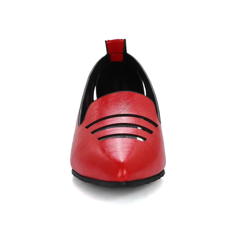 High Heels Colouring Pages Women's Soft Leather Low Heeled Chunky Heels Pumps