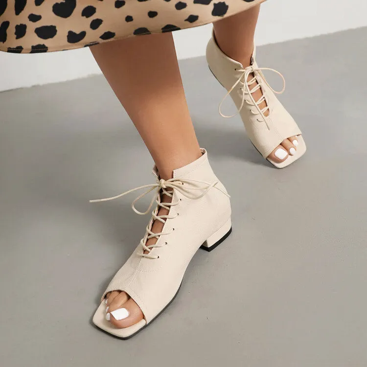 The Storehouse Flats Shoes Women's Square Open Toe Lace-Up Flat Sandals