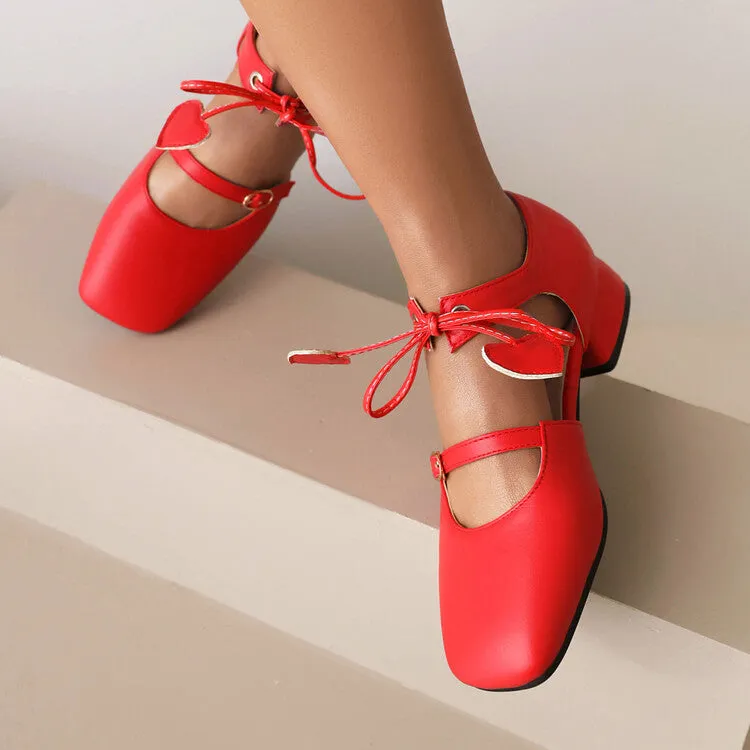 Women's Square Toe Shallow Buckle Tied Sandals Suits With Shoes