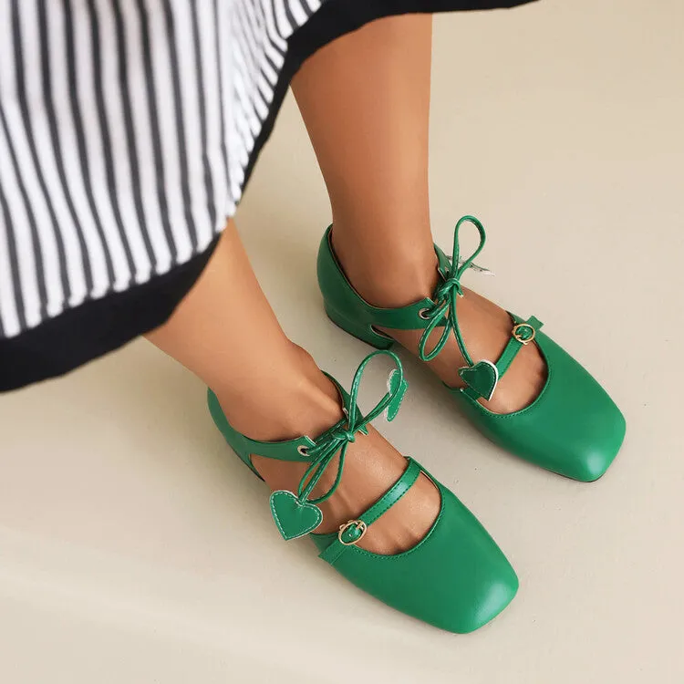 Women's Square Toe Shallow Buckle Tied Sandals Cheap Shoes