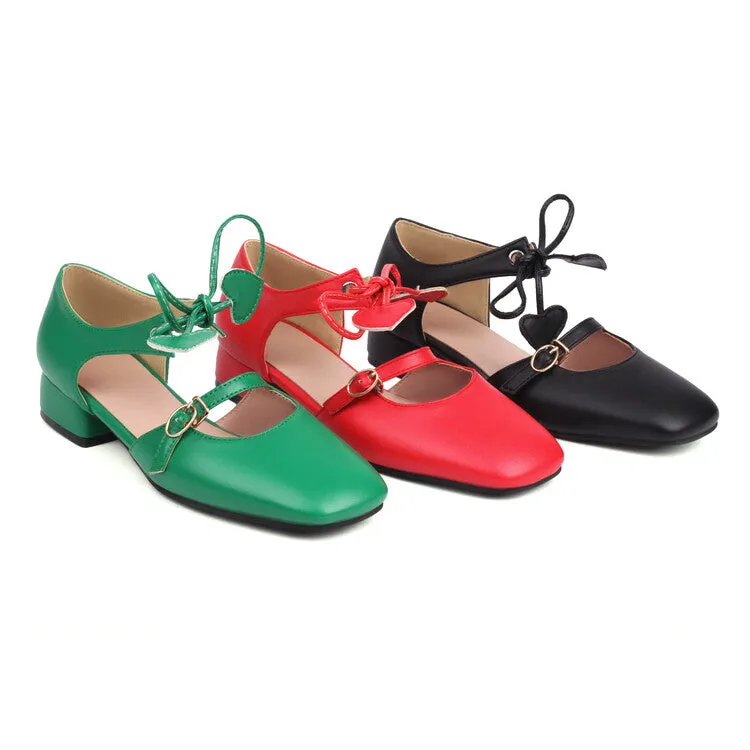 Flat Shoes With Arch Support Women's Square Toe Shallow Buckle Tied Sandals