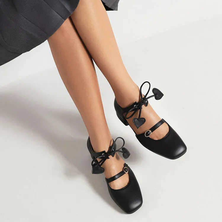 Women's Square Toe Shallow Buckle Tied Sandals Sandals Shoes