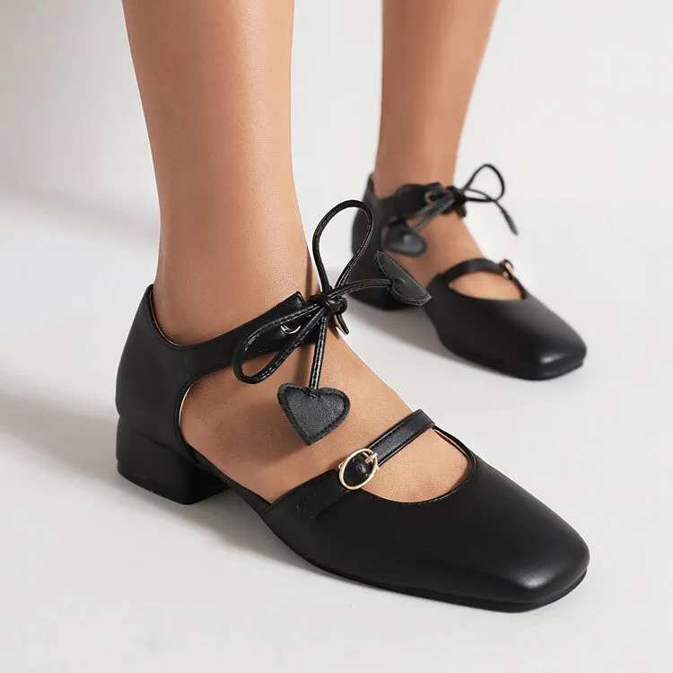 Women's Square Toe Shallow Buckle Tied Sandals Flat Elegant Shoes