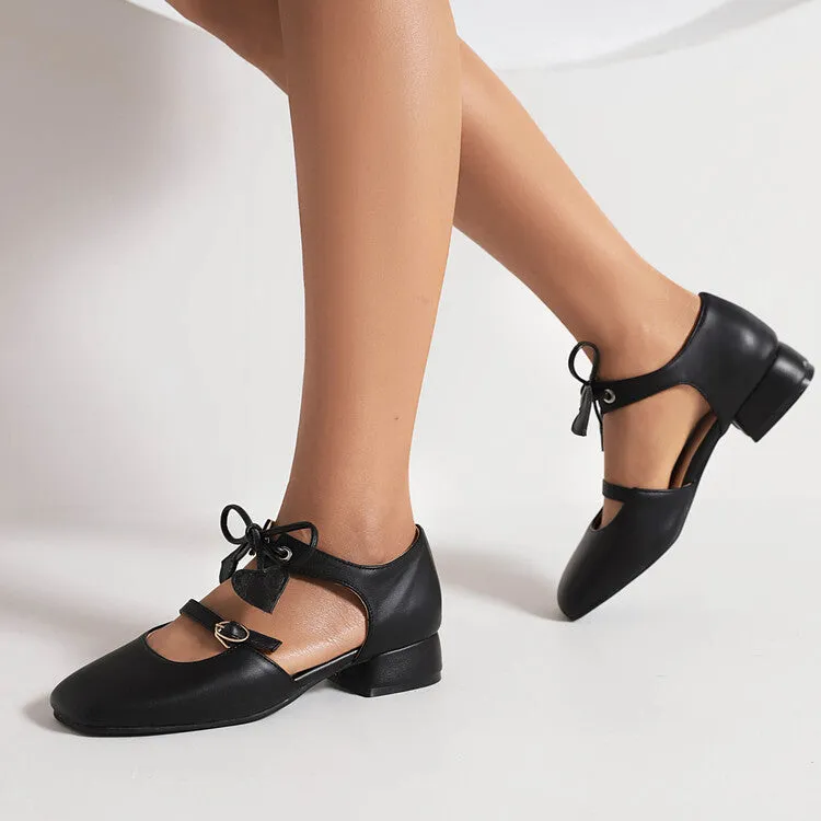 Women's Square Toe Shallow Buckle Tied Sandals Waffle Racing Flat Moon Shoe 1972