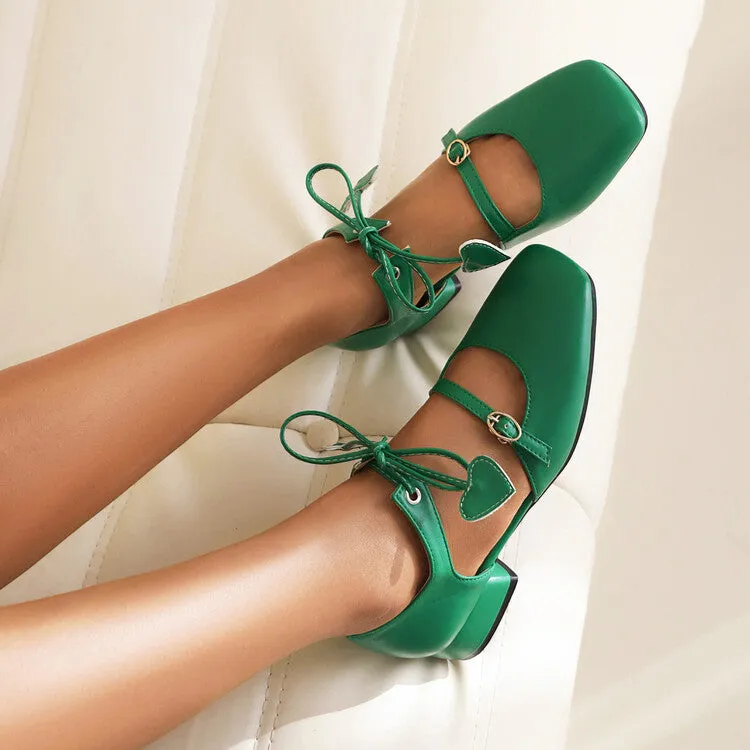 Good Soccer Shoes Women's Square Toe Shallow Buckle Tied Sandals