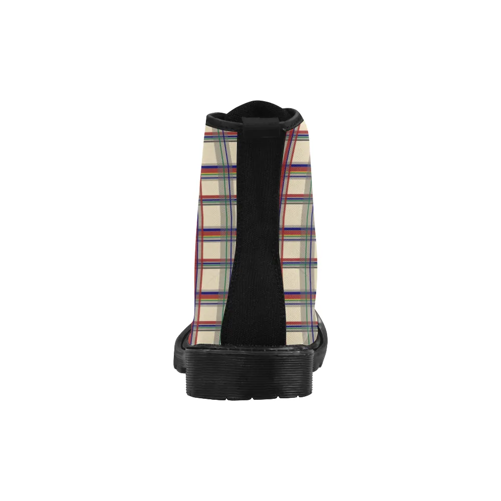 Women's Tartan Checks Print Canvas Boots Mia Western Boots