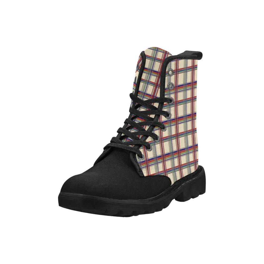 Painted Boots Women's Tartan Checks Print Canvas Boots