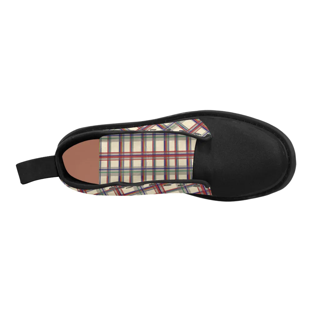 Boots Boots Women's Tartan Checks Print Canvas Boots