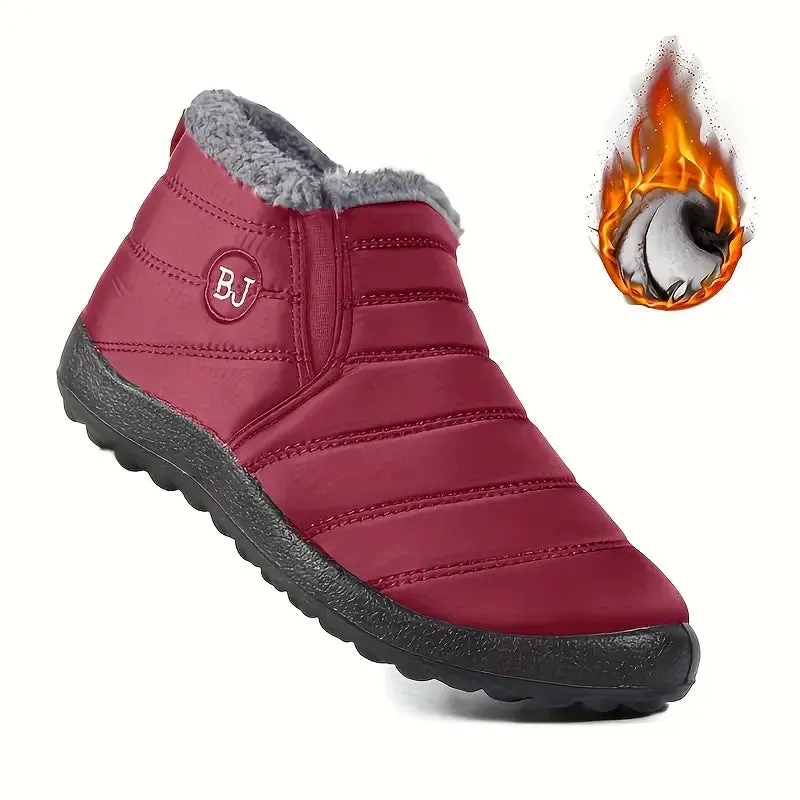 Women's Waterproof Ankle Boots - Low Platform Heel, Slip-On, Plush Lined Winter Boots North Face Snow Boots Chilkats