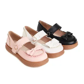 Women's's Lolita Round Toe Butterfly Knot Shallow Flat Sandals Flat Beautiful Shoes
