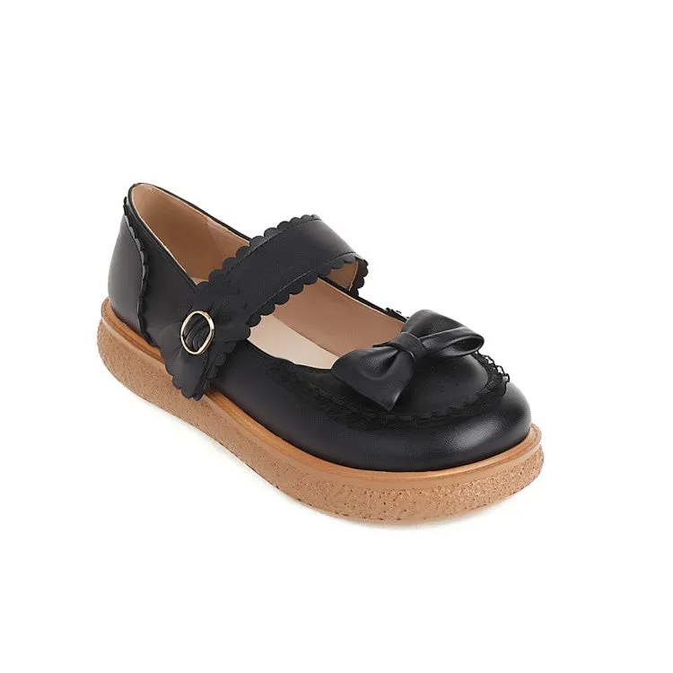 Women's's Lolita Round Toe Butterfly Knot Shallow Flat Sandals Mermaid Flat Shoes