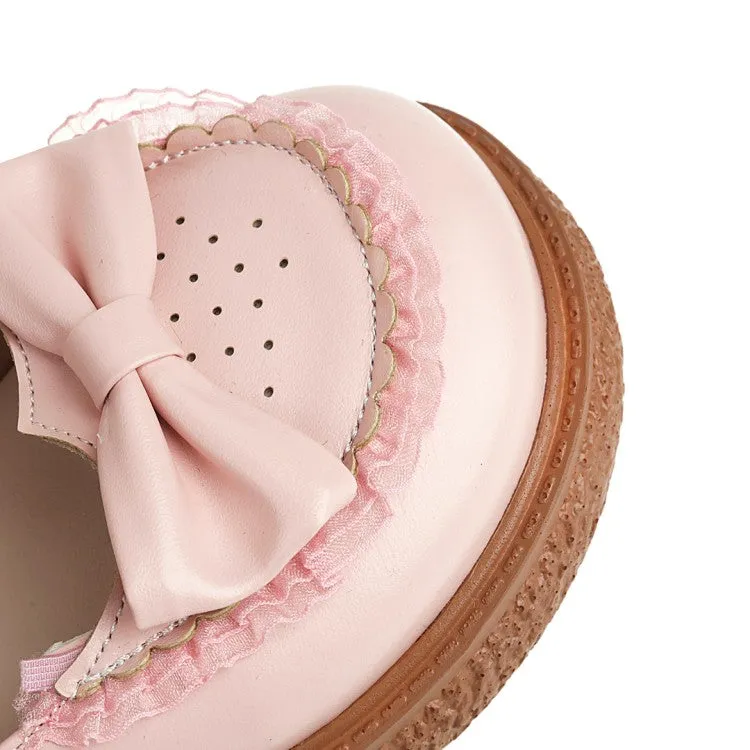 Wedding Shoes Flats Sandals Women's's Lolita Round Toe Butterfly Knot Shallow Flat Sandals