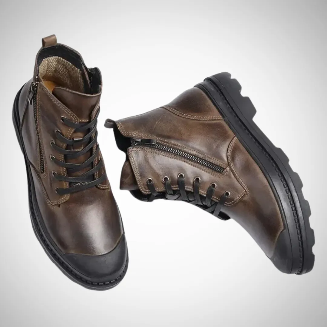 Brown Heel Knee Boots Roald Durable Fleece Vegan Leather Boots