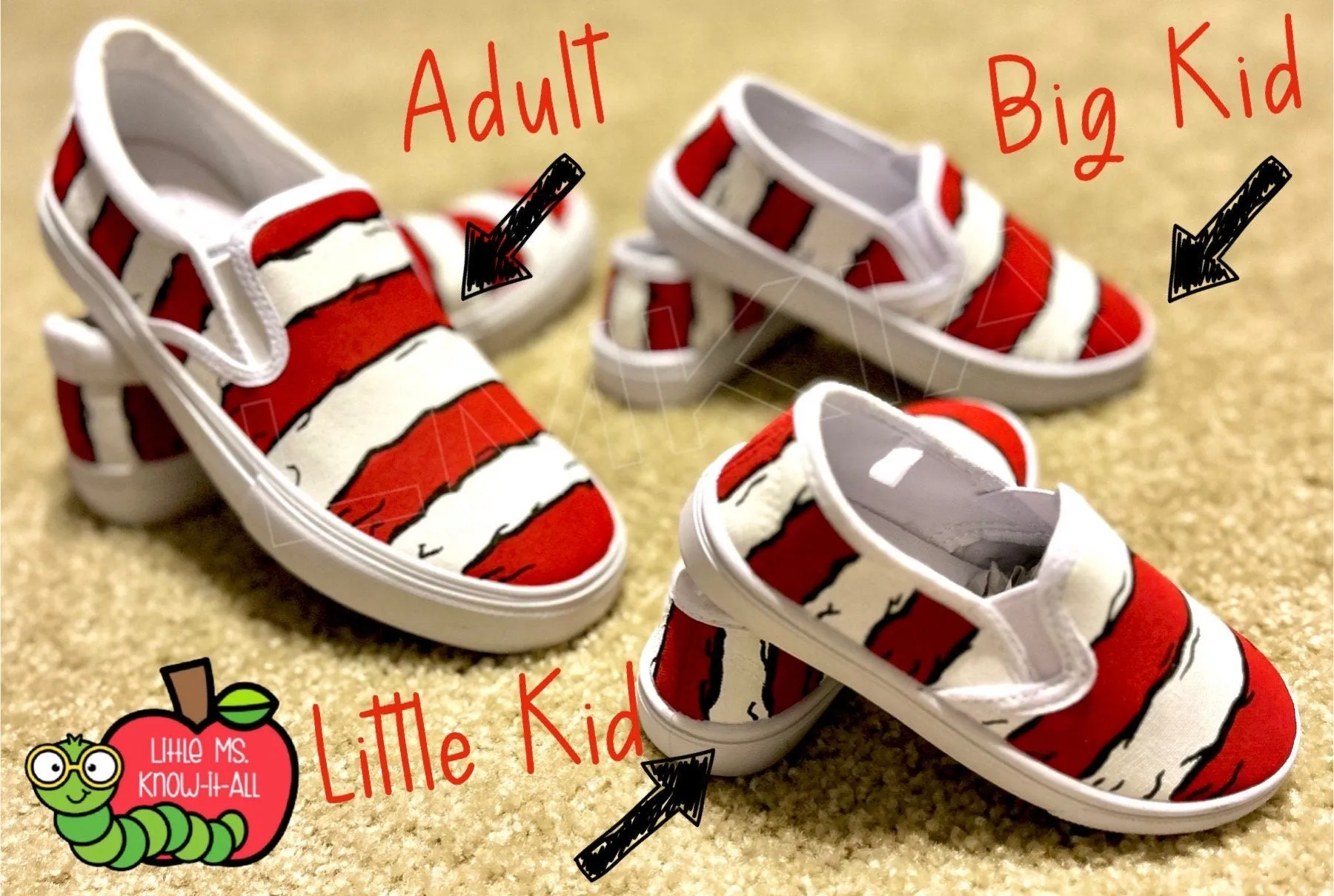 Asics Steel Toe Tennis Shoes Youth Striped Whimsical Hand-Painted Slip-on Shoes