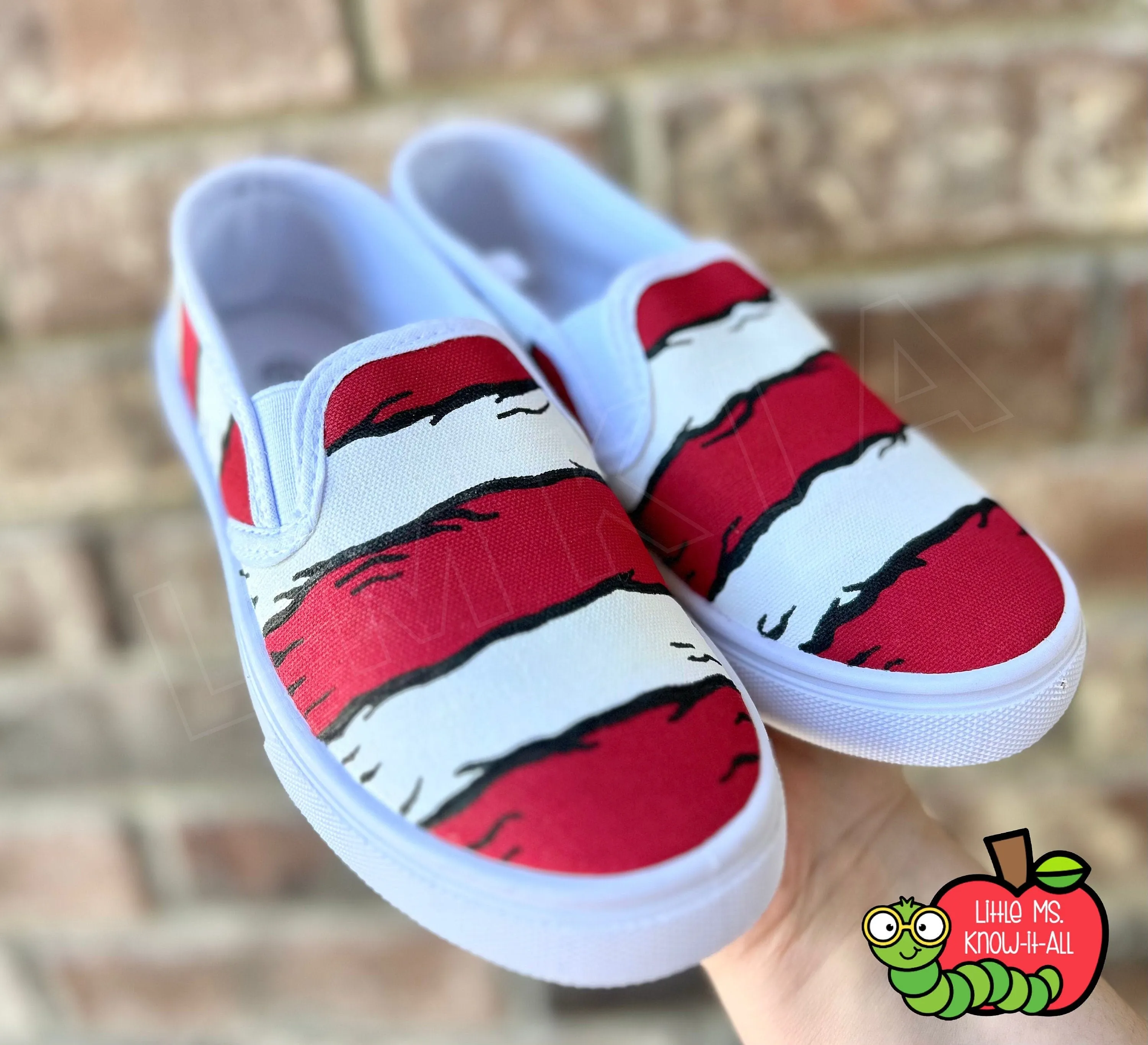 Asics Tiger Gel Shoes Youth Striped Whimsical Hand-Painted Slip-on Shoes